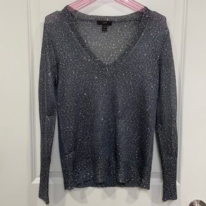 J. Crew Charcoal gray with iridescent sequins v-neck